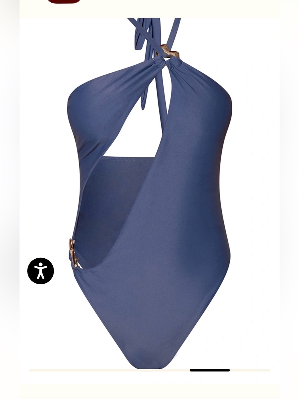 DEEP BLUE RING TRIM ASYMMETRIC SWIMSUIT
